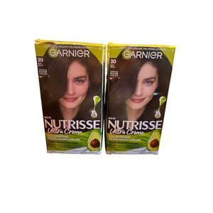 2 Garnier Nutrisse Ultra Creme Hair Color - #20 Soft Black / Black Tea